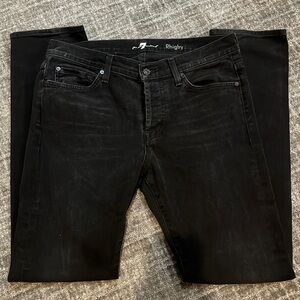 7 For All Mankind Black Rhigby Jeans, Sz 33